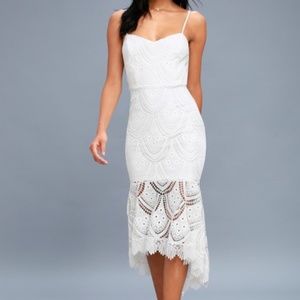 Lulu's Lace Midi Dress - White